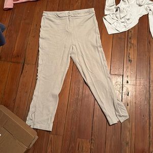 Cream colored waffle material trousers